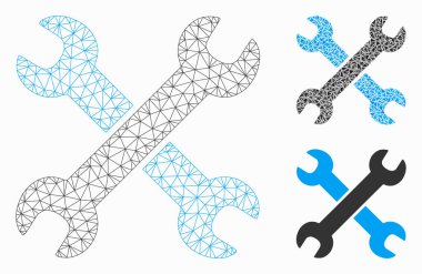 Vektör Ağ Çerçeve Modeli ve Üçgen Mozaik Simgesini Anahtarlar