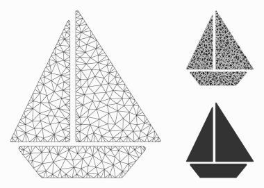 Yat Vektörü Ağ Kablosu Çerçeve Modeli ve Üçgen Mozaik Simgesi