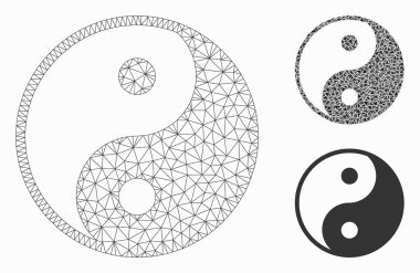 Yin Yang Vektör Ağı 2d Model ve Üçgen Mozaik Simgesi