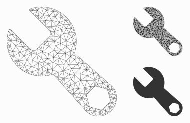 Anahtar vektör Mesh tel çerçeve modeli ve üçgen mozaik simge