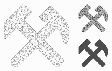 Çalışma Vektörü Ağ Çerçeve Modeli ve Üçgen Mozaik Simgesi