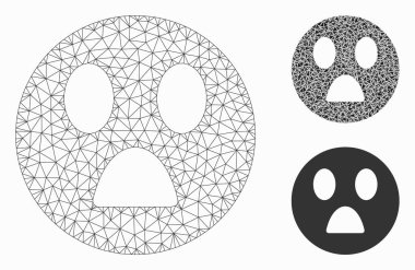 Wonder Smiley Vector Mesh Network Model and Triangle Mosaic Icon