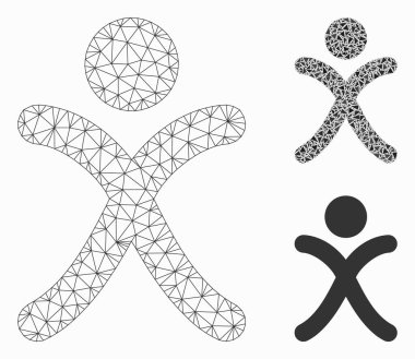 X Nesli Çocuk Vektör Ağları Model ve Üçgen Mozaik Simgesi