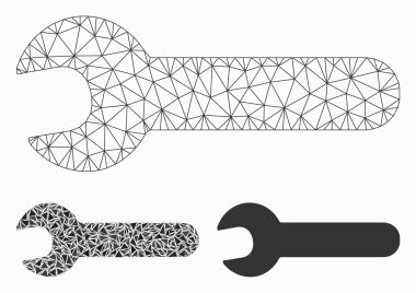 Anahtar vektör Mesh tel çerçeve modeli ve üçgen mozaik simge
