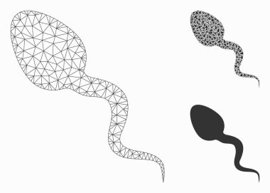 Zoosperm Vektör Kabartma Modeli ve Üçgen Mozaik Simgesi