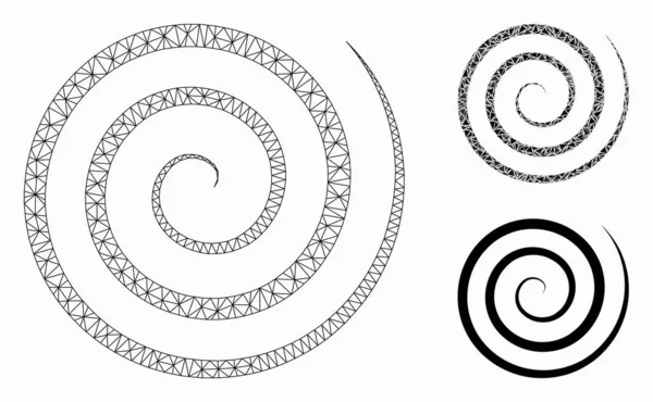 Вихревая векторная сетка 2D модель и икона мозаики треугольника — стоковый вектор