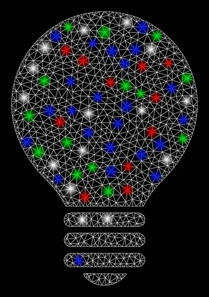 フラッシュスポット付き明るいメッシュネットワーク電球 — ストックベクタ