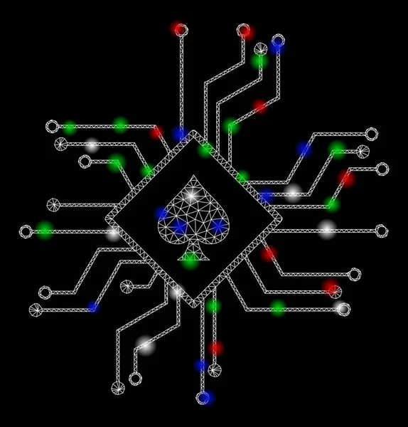 Kirkas Mesh 2D digitaalinen kasino piiri liekki täplät — vektorikuva