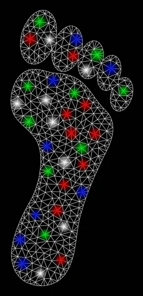 Huella brillante de malla 2D con puntos de luz — Archivo Imágenes Vectoriales