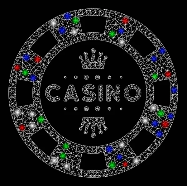 Carcasa de malla brillante Royal Casino Chip con puntos de luz — Vector de stock