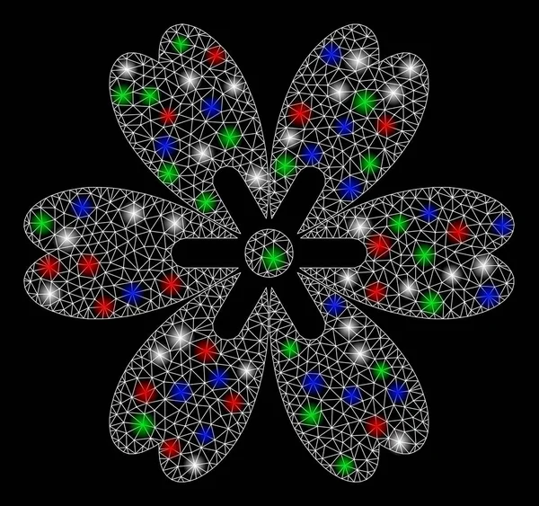Flare Spotlar ile parlak Mesh 2D çiçek — Stok Vektör