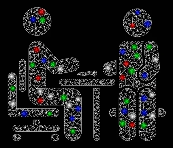 플래시 스팟 과 함께 밝은 메시 시체 사무실 인터뷰 — 스톡 벡터