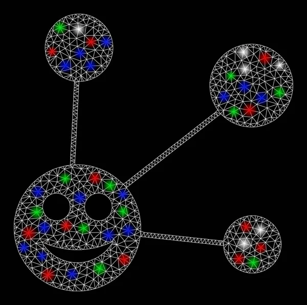 밝은 메시 2D 미소 빛 지점 과 연결되어 있습니다. — 스톡 벡터