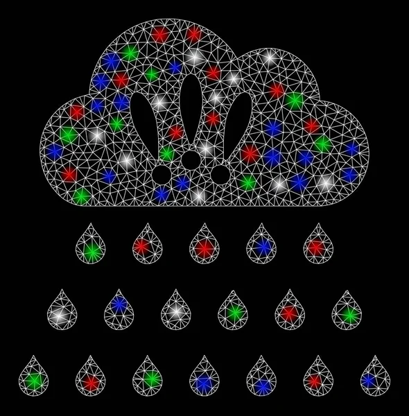 Bright Mesh 2D Thunderstorm Rain Cloud with Light Spots