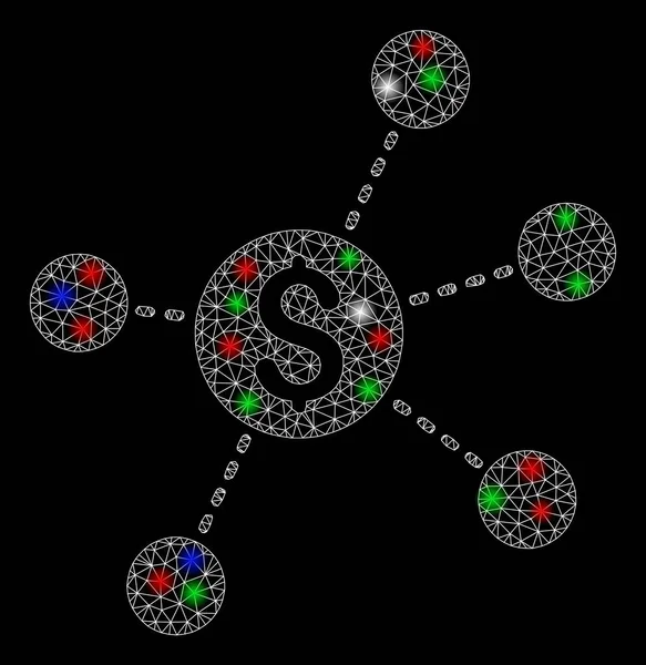 Сеть Bright Mesh "Виртуальная реальность" со вспышечными пятнами — стоковый вектор