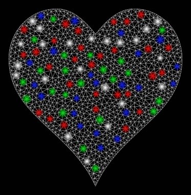 Parlak ağ 2d Işık Noktalı Kalpler