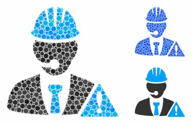 Sanayi acil durum operatörü Yuvarlak Noktalar Mozaik Simgesi