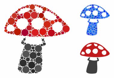 Küresel Ögelerin Mantar Mozaik Simgesi