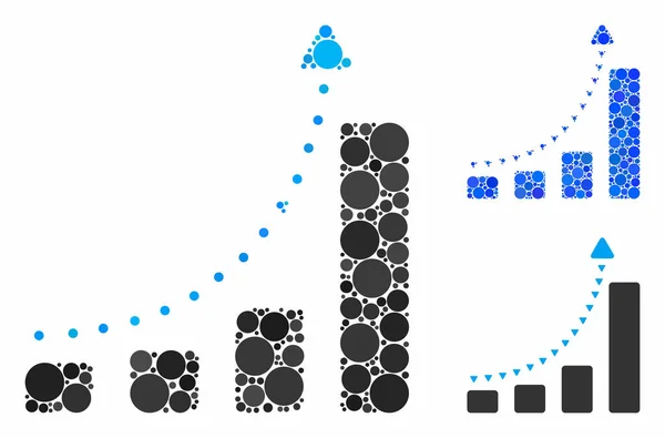 Bar 차트둥근 점들의 긍정적 인 경향 구성 아이콘 — 스톡 벡터