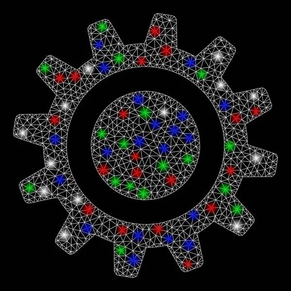 Cog della carcassa della maglia luminosa con macchie di brillamento — Vettoriale Stock