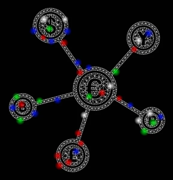 Aydınlık Benekli Parlak Ağ 2d Euro Finans Ağı — Stok Vektör