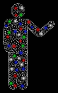 Flaş Noktalı Parlak Kablo Çerçeveli Konuşan Adam