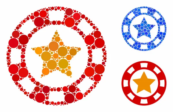 Estrella casino chip mosaico icono de elementos esféricos — Vector de stock