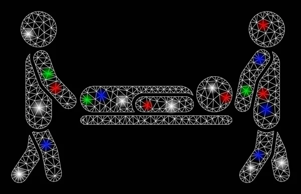 Civière de patient de réseau de maille lumineuse avec des taches de lumière — Image vectorielle