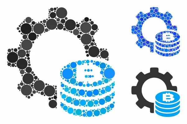 Bitcoin indústria engrenagem Mosaic Ícone dos Círculos —  Vetores de Stock