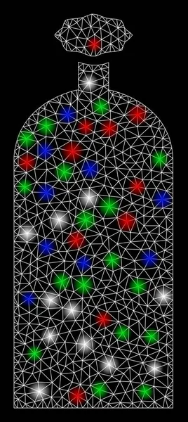 フレアスポットと明るいメッシュワイヤーフレームガスシリンダーシリンダー — ストックベクタ