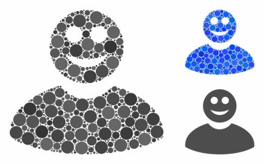 Gülümseyen Adam Küresel Ögelerin Mozaik Simgesi