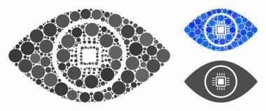 Küresel Ögelerin Elektronik Görüş Mozaik Simgesi