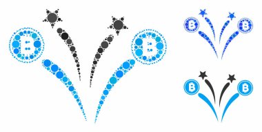 Küresel Ögelerin Bitcoin havai fişek kompozisyon simgesi