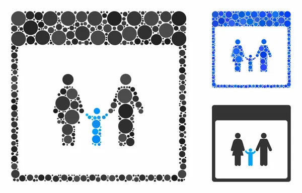 หน้าปฏิทินครอบครัว ไอคอนการประกอบของวงกลม — ภาพเวกเตอร์สต็อก