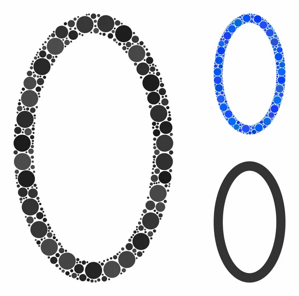 Ícone de mosaico de elipse de contorno de pontos de círculo — Vetor de Stock