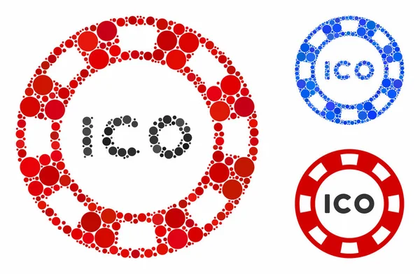 ICO 토큰 물체의 모자이크 아이콘 — 스톡 벡터
