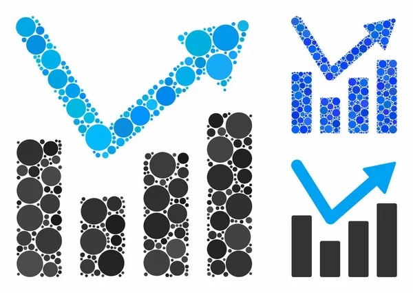 Bar chart trend Composition Icon of Round Dots — Stock Vector