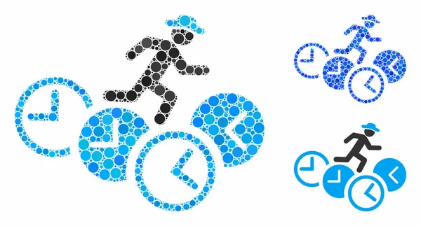 Gentleman running over clocks Mosaic Icon of Round Dots — Stock Vector