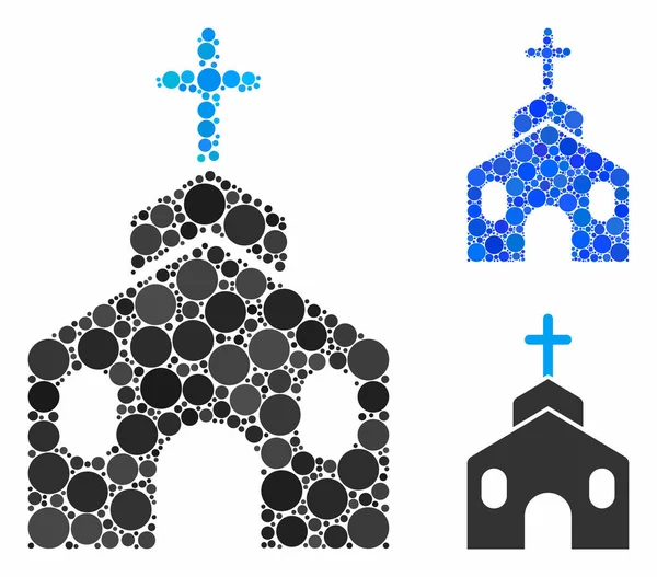 Kostel stavební Složení Ikona Sférické předměty — Stockový vektor