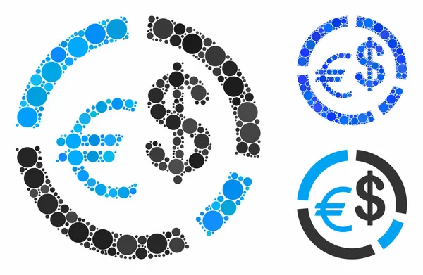 Diagramma di valuta Icona mosaico di punti cerchio — Vettoriale Stock