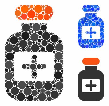 Küresel Ögelerin Uyuşturucu Şişesi Mozaik Simgesi