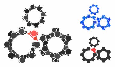 Kırık dişli mekanizması Yuvarlak Noktaların Mozaik Simgesi