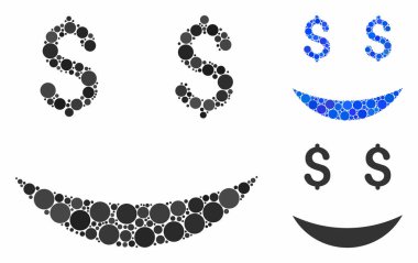 Millionaire smiley Mosaic Icon of Round Dots