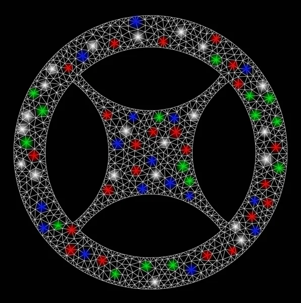 Яскрава сітка Дріт Рамка Годинник Порожнє колесо з флеш-плямами — стоковий вектор