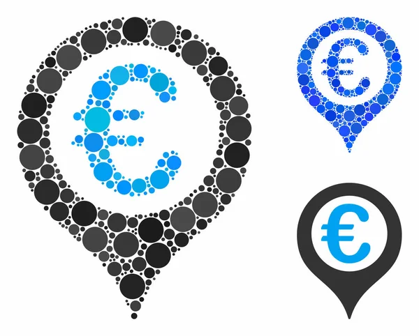 Euro geotargeting Mosaico Icona dei cerchi — Vettoriale Stock
