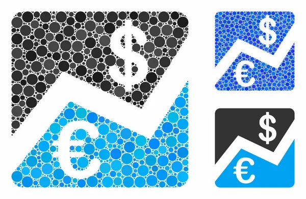 Euro et Dollar finance Mosaïque Icône des éléments sphériques — Image vectorielle
