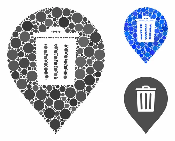 Trash can marker Composition Icon of Round Dots — Stock Vector