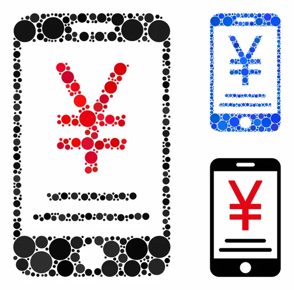 Yen płatność mobilna Mozaika Ikona okrągłych kropki — Wektor stockowy