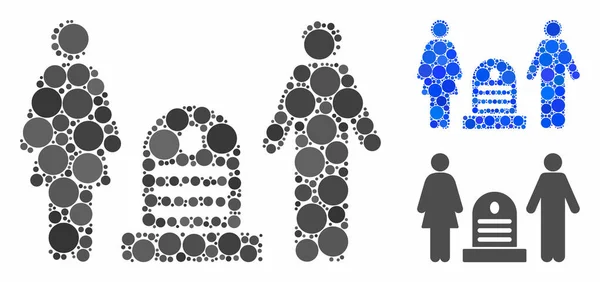 Família cemitério Mosaico Ícone de itens esféricos — Vetor de Stock