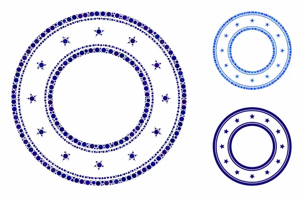 Marco estrellado redondo doble Composición Icono de artículos esféricos — Archivo Imágenes Vectoriales
